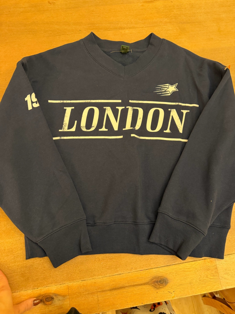 wild fable Navy Crewneck Sweatshirt with Cream London Graphic